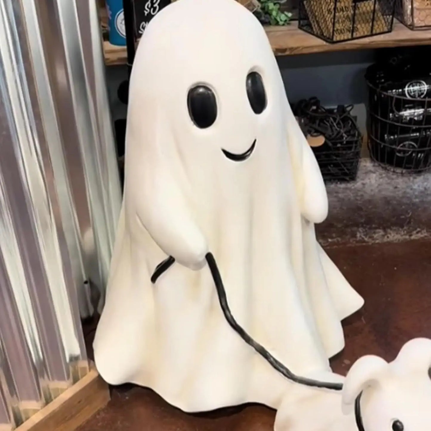 Halloween Gift Ghost Walking Dog Statue Spooky Ghost Dog Halloween Figurine Home Tabletop Decoration Resin Interesting Ornaments