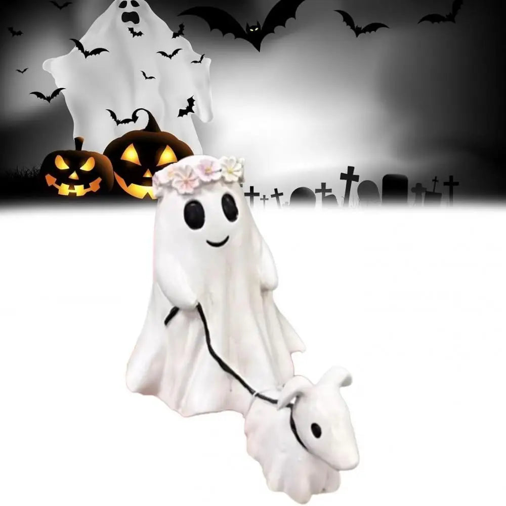 Halloween Gift Ghost Walking Dog Statue Spooky Ghost Dog Halloween Figurine Home Tabletop Decoration Resin Interesting Ornaments