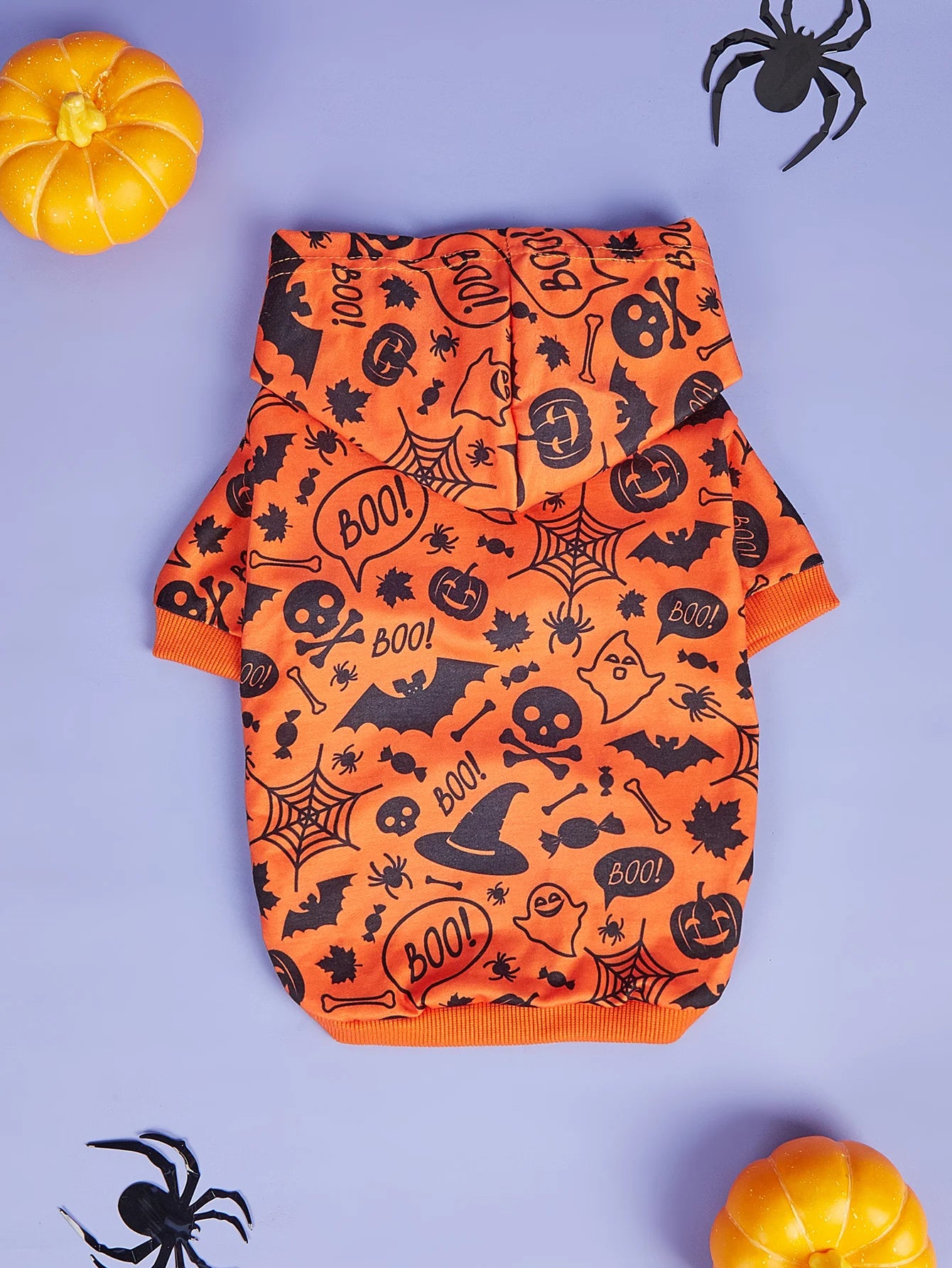 Dog Halloween Costume, Holiday Dog Clothes for Small Dogs , Funny Pet Pumpkin Spider Hoodie, Cat Bone Outfit