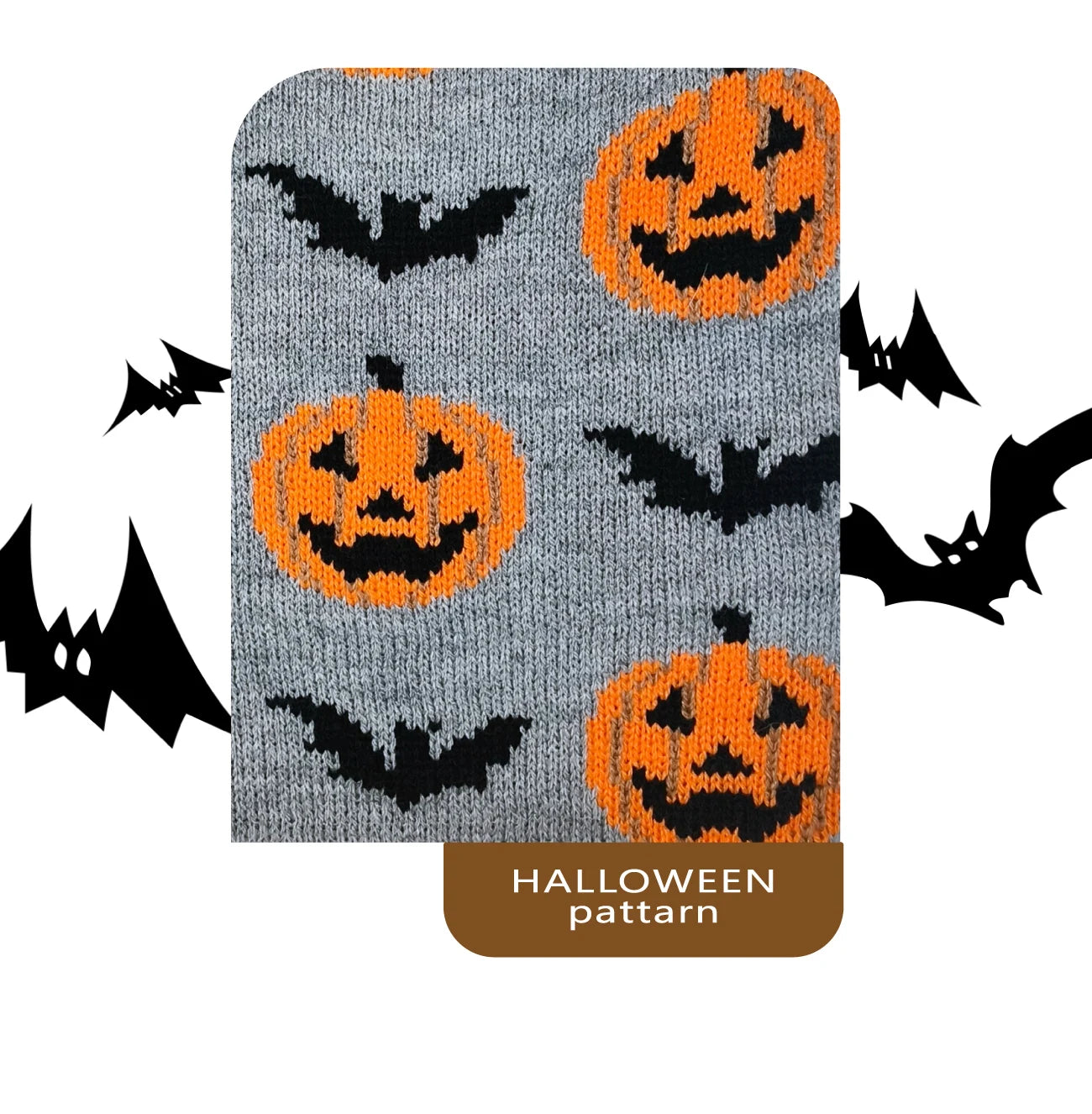 Premium Dog Halloween Pumpkin, Ghost, and Bat Jacquard Chain-Link Double Collar Sweater