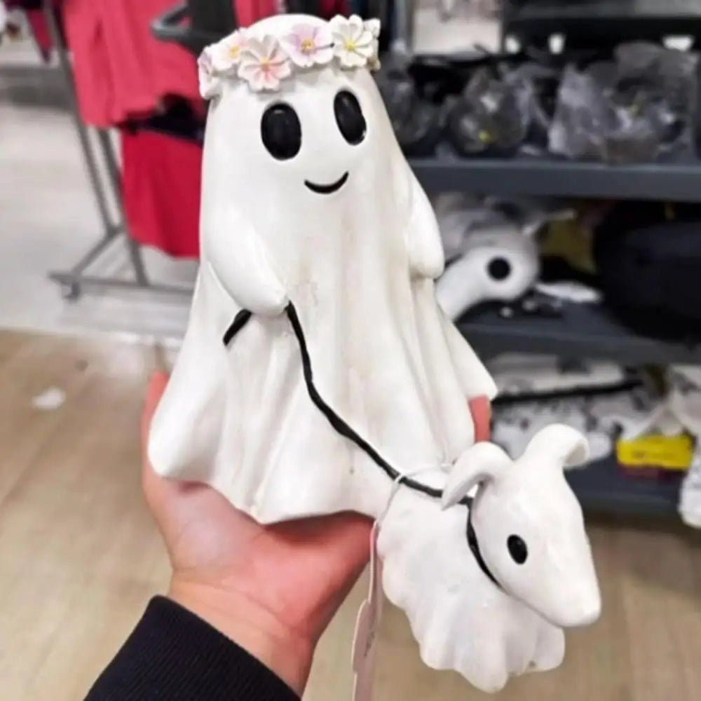 Halloween Gift Ghost Walking Dog Statue Spooky Ghost Dog Halloween Figurine Home Tabletop Decoration Resin Interesting Ornaments