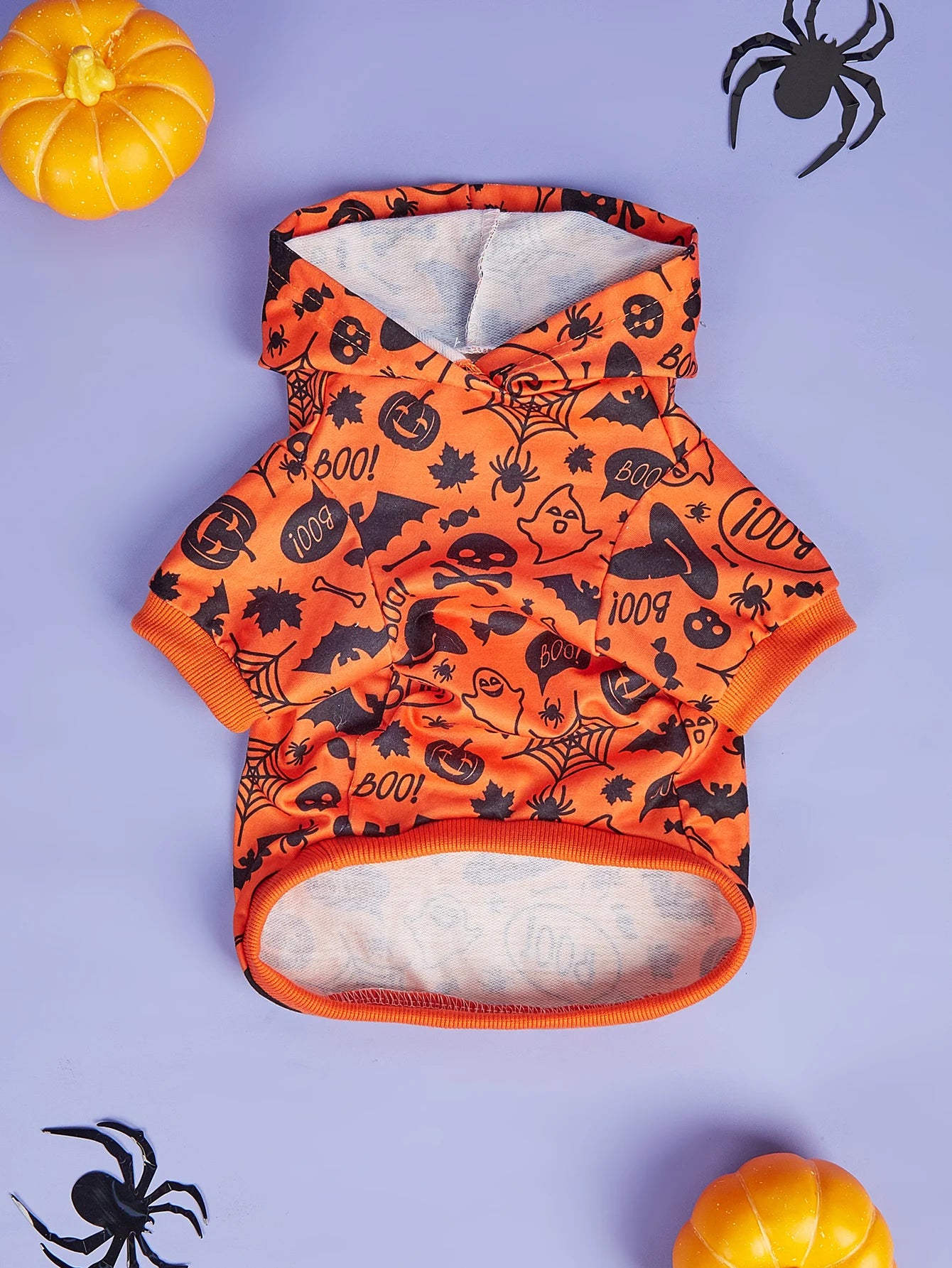 Dog Halloween Costume, Holiday Dog Clothes for Small Dogs , Funny Pet Pumpkin Spider Hoodie, Cat Bone Outfit