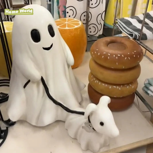 Halloween Gift Ghost Walking Dog Statue Spooky Ghost Dog Halloween Figurine Home Tabletop Decoration Resin Interesting Ornaments