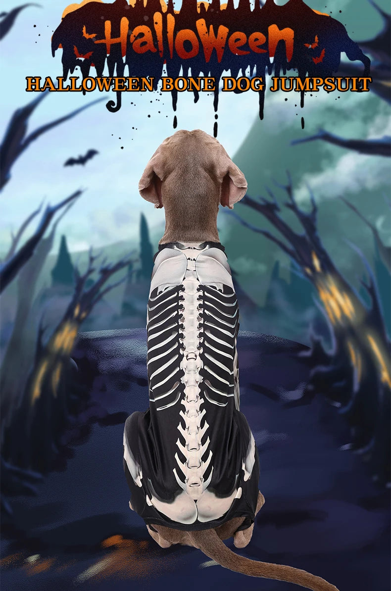 Dogs Skeleton Pattern Clothes Dog Halloween Cosplay Costume Halloween Bone Hoody Sweater Large Dog Jumpsuit Suit S-XXXL