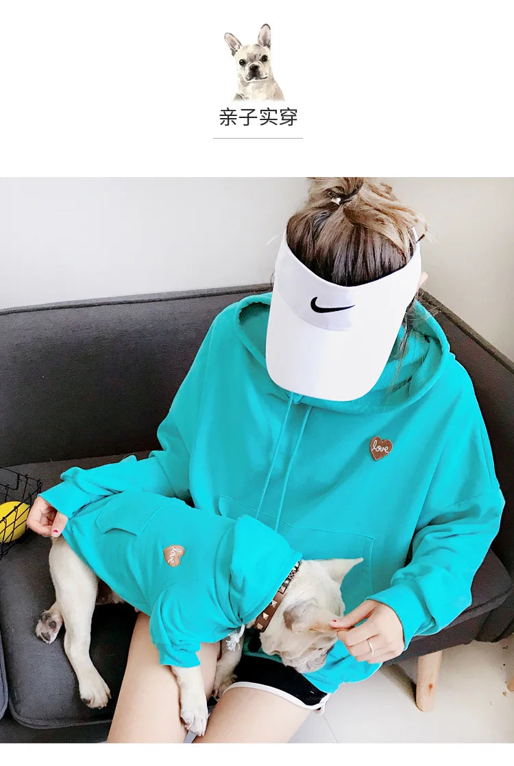 Dog Oodie  Dog Clothes  Pet The New Parent-child Wear Hooded Spring and Autumn Three Colors Seven Sizes Pure Cotton
