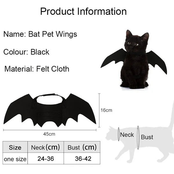 1PcsHalloween Cute Pet Clothes Black Bat Wings Harness Costume Cosplay Cat Dog Halloween Party for Pet Supplies