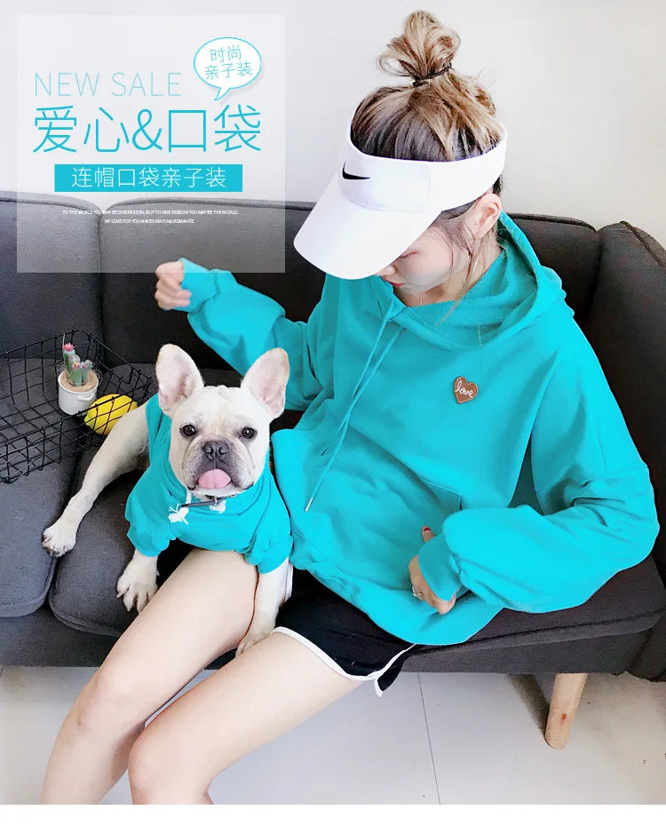 Dog Oodie  Dog Clothes  Pet The New Parent-child Wear Hooded Spring and Autumn Three Colors Seven Sizes Pure Cotton